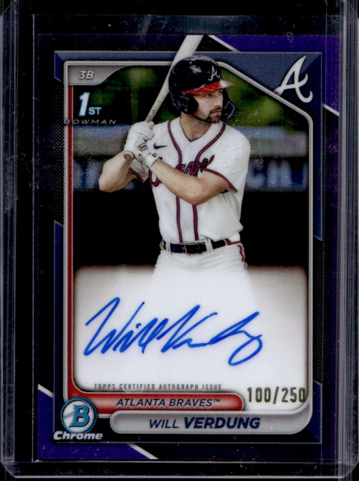 2024 Bowman Chrome Will Verdung Auto Purple Refractor 1st #/250 Braves