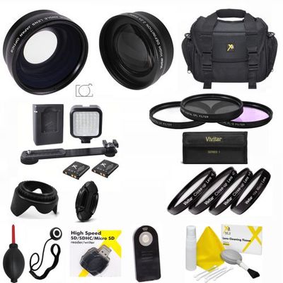 WIDE ANGLE LENS +  ZOOM LENS + LED + FULL PRO KIT FOR CANON REBEL T3 T3I T5 T5I