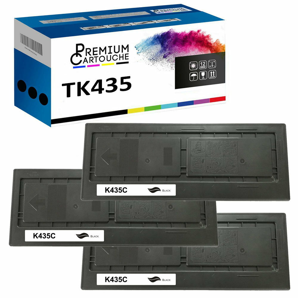Toner TK435 compatible Kyocera noir pack 3 cartouches 1T02KH0NL0 remplacement pour imprimante laser