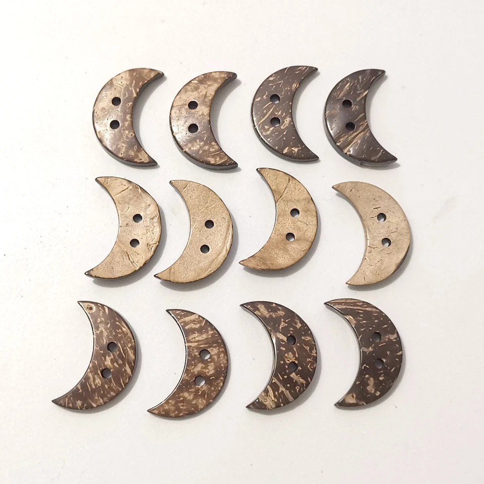 Moon Natural coconut shell buttons 35mm 2 hole 1.8 mm DIY charm - Image 4 of 4