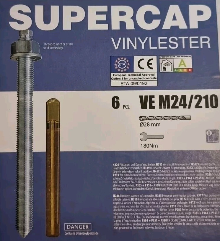 Chemical Anchor Resin Capsules SpinIn Epoxy Acrylate 6pcs Ve M24/210