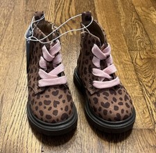 Cat  Jack Toddler Girl Size 6 Amaya Lace Up Zipper Boots Brown Animal Print