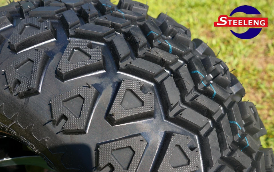 GOLF CART 10"x7" BLACK STEEL WHEELS and 20"x10"-10" ALL TERRAIN TIRES (4) - Image 3 of 3