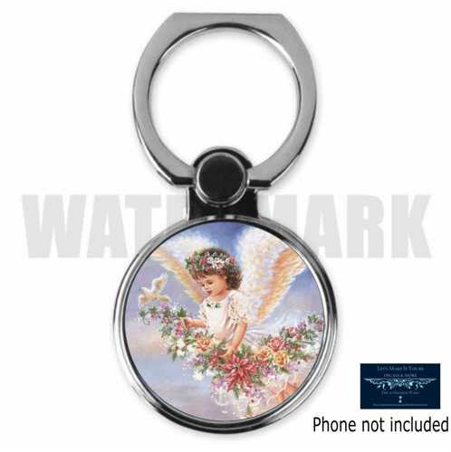 ANGEL RELIGIOUS CUSTOM ROUND CELL MOBILE PHONE RING HOLDER STAND D10 FREE SHIP  - Picture 1 of 2