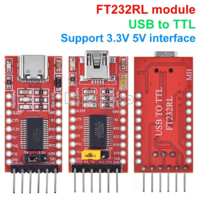 FT232 FT232RL FTDI USB 3.3V 5.5V to TTL Serial Adapter Module Type-C / Mini USB-