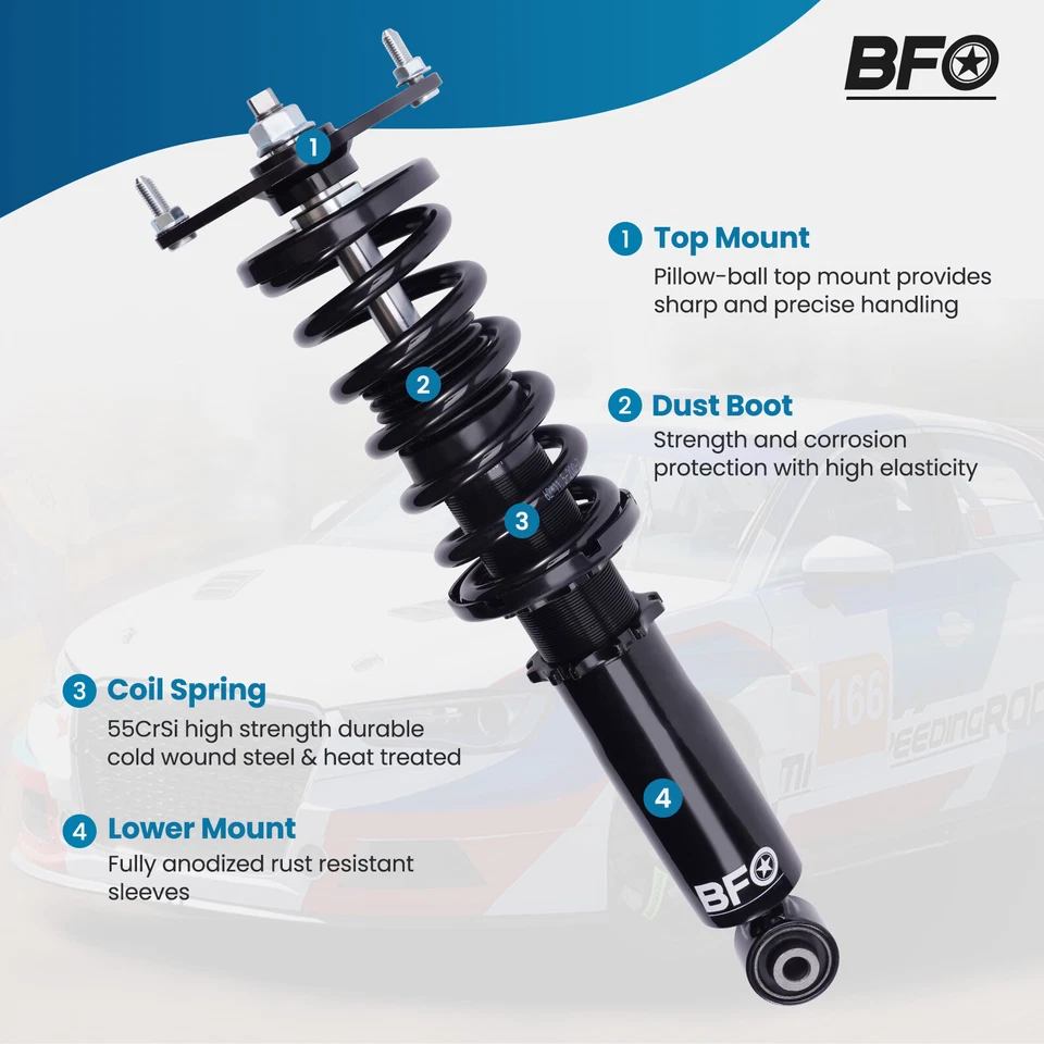 BFO Coilovers Suspension Adj Height Shocks Kits For Mazda Miata MX5 NA NB 89-05 - Image 4 of 4