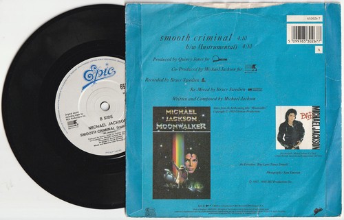Michael Jackson SMOOTH CRIMINAL Disque 45t 7" Vinyl Single Record Disc 1988 - Picture 2 of 2