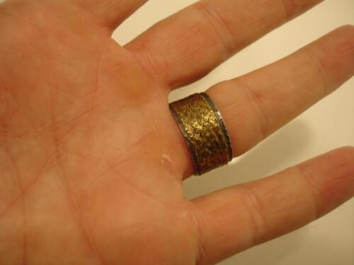 Pamela Adger Santa Fe Artist Huge Ring Sterling Silver Brass Overlay sz 11.5 12 - Picture 12 of 12