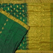 Vintage Green Sarees 100 Pure Silk Zari Handwoven Premium Sari 5YD Craft Fabric
