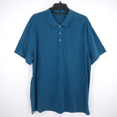 Perry Ellis Men's Short-Sleeve Polo Shirt XL Blue-Green Heather NWT