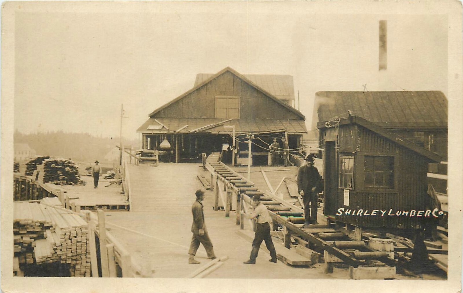 1917 Shirley Mills Maine Lumber Sawmill occupation RPPC Postcard 25-1785