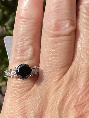 NEW NOS 14KT WG LADIES 2.22CT BLACK & .20CTW WHITE DIAMOND RING GVT1-24