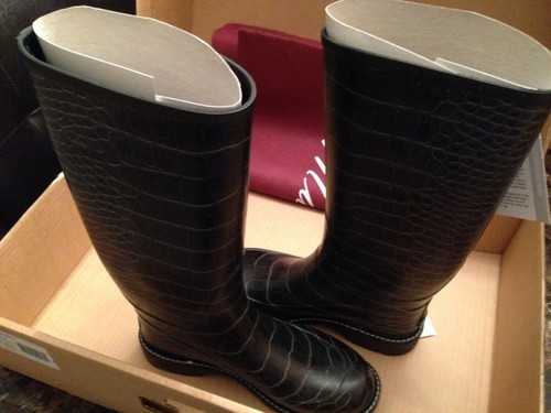 Maniera hand made 100% waterproof rain/snow boots *TALL*(BLACK ALIGATOR) - Picture 8 of 20