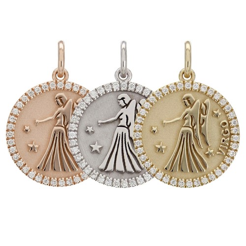 14 Karat Gelb Weiß oder Roségold Diamant Sternzeichen Charm Anhänger - Bild 9 von 48