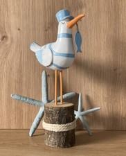 Deko Figur Aufsteller Möwe Als Seemann Mit Fisch Maritim Meer Strand 