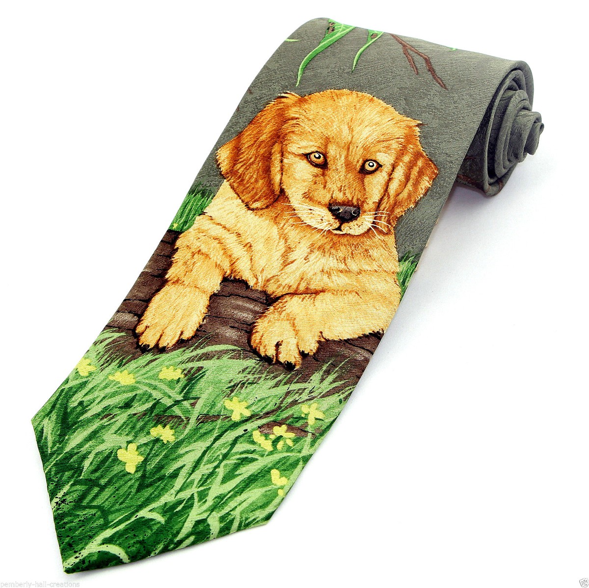 Willow Pup Men's Neck Tie Endangered Species Silk Dog Retriever Necktie