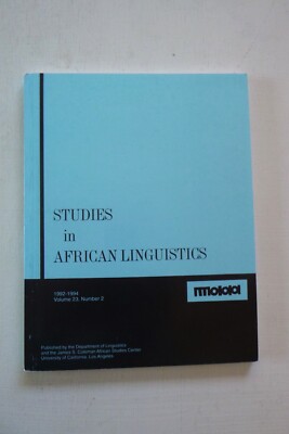 Studies in African Linguistics Vol 23 #2 (paperback, 1995)