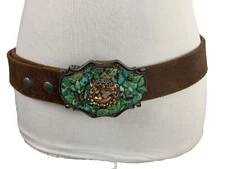 ARTIFAKT Leather Belt Brown W/Custom Buckle - Interchangeable Buckle- Sz 36