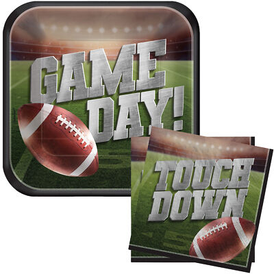 Football Tailgate Party Game Day Touch Down 54pc Plates & Napkins, Serves 18