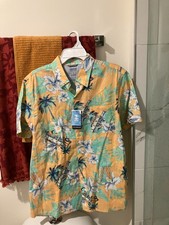 Izod Saltwater orange short button down shirt men's adult Large NEW NWT