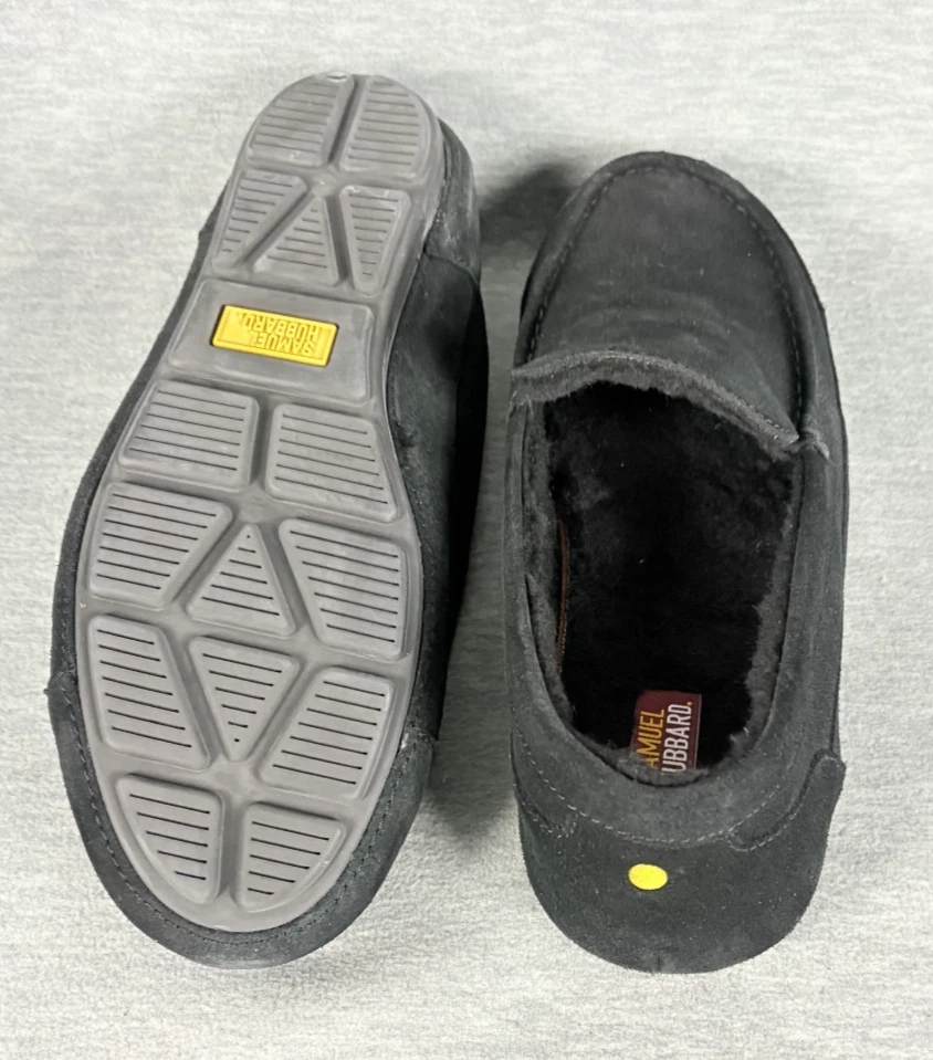 Samuel Hubbard 麂皮拖鞋男式 10.5 宽黑色羊毛衬里司机 — 第 3/4 张图片