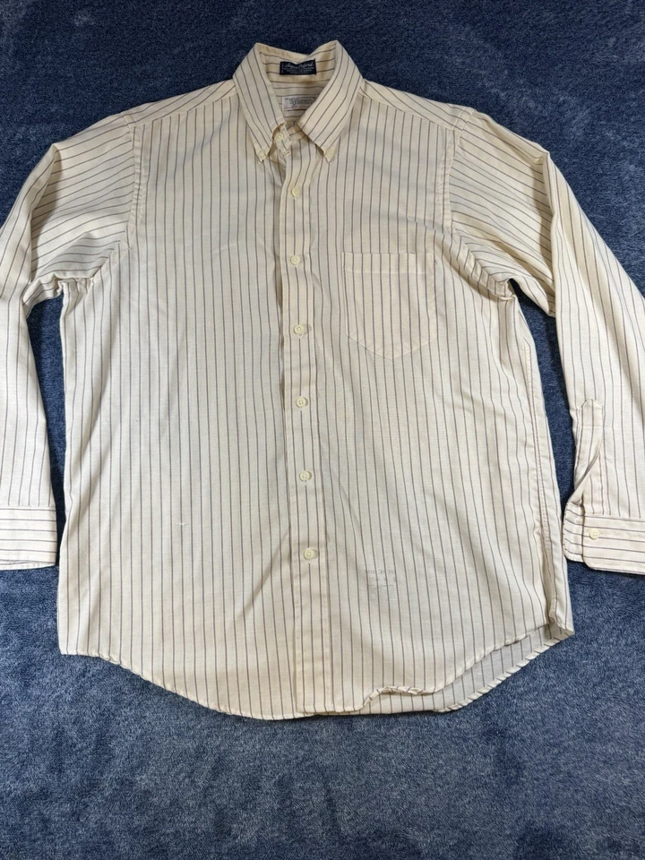 Vintage Gant Shirt Mens Large Ivory Oxford Club OCBD Union Made USA 70s - Image 4 of 4
