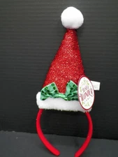Winter Wonder Lane Christmas Santa Hat Headband with Green Bow and Pom Pom