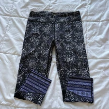 Gaiam Womens Size Large Leggings Blue Workout Training Yoga Gym Breathable