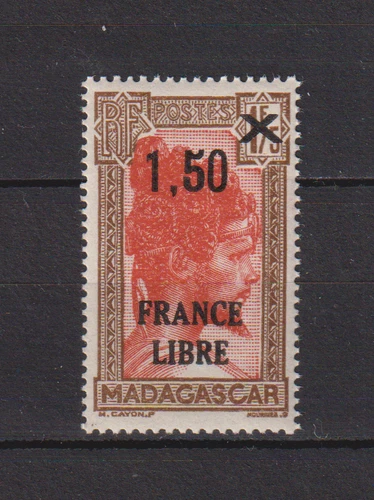 MADAGASCAR .  No. 262 . 1 F 50 ON 1 F 75 FRANCE LIBRE NEW **. SUPERB .