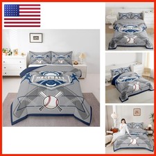 Erosebridal Queen Baseball Comforter Set Gray with 2 Pillowcases