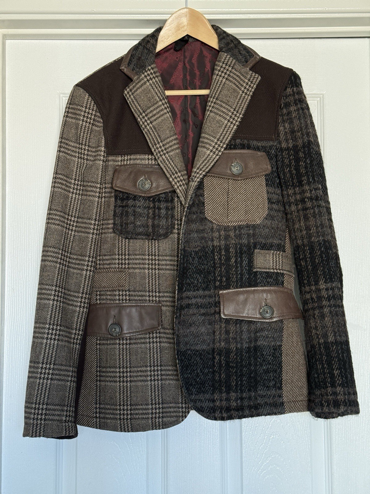 Men Desigul Patchwork Three Button Blazer 48 Rare - image 1