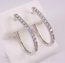 2.20Ct Round Cut Simulated Diamond Huggie Hoop Earrings In 14k White Gold Plated