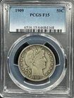 1909  BARBER HALF DOLLAR  PCGS  F15