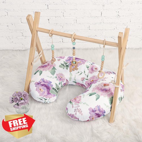 HNHUAMING Copricuscino Allattamento 2pz, Elasticizzato Viola Floreale Neonato Slipcover - Foto 2 di 3