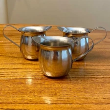 Set of 3 VOLLRATH 18/8 STAINLESS STEEL #46005 India Bell CUP CREAMER Vintage
