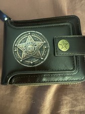 Black Men's Bifold Wallet Sheriff Badge Zipper Western Law Enforcement
