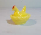 Vtg Miniature Westmoreland Yellow Milk Glass Hen On A Nest Salt Cellar Mini 2.5"