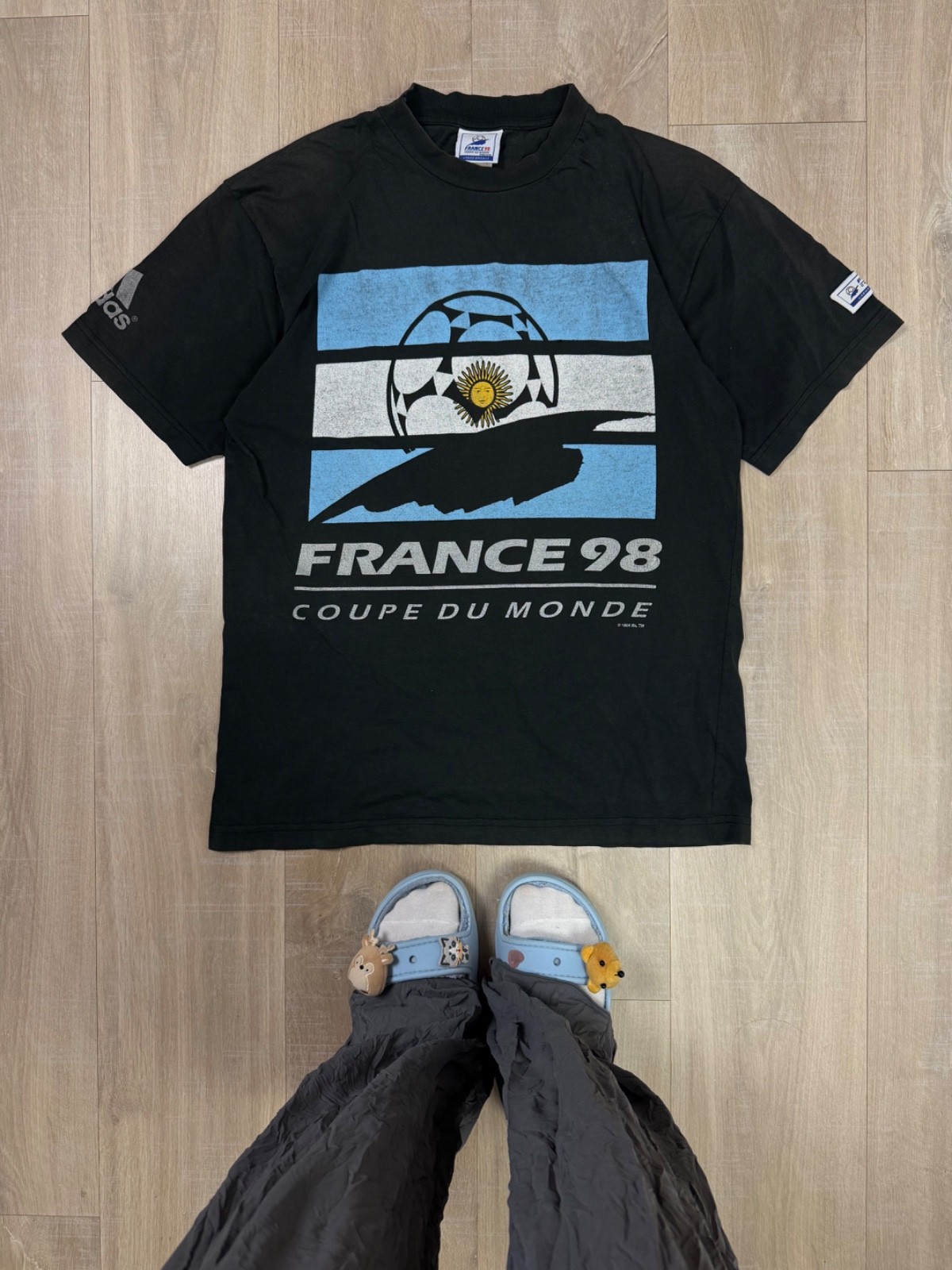 Vintage 90s Adidas France 98 Football Argentina T-shirt Size M