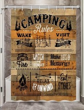 Rustic Farmhouse Camper RV Shower Curtain,Farmhouse Rustic Cabin Rules Shower Cu