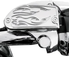 Baron Custom Accessories Master Cylinder Covers - Flame - Chrome Motorcycle