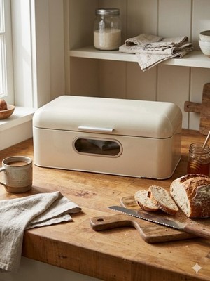 Red Retro Bread Box Stylish Food Storage Container for Kitchen Countertop