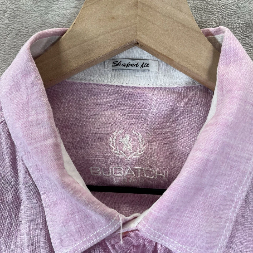 BUGATCHI MENS SHIRT L LINEN PINK SHAPED FIT - Image 2 of 4