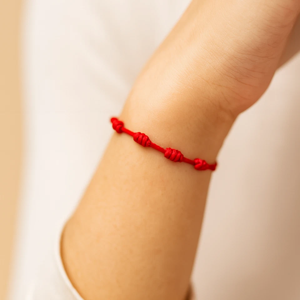 Rotes Schutzarmband 7 Knoten Talisman Kabbalah für Kinder, Männer und Frauen - Bild 2 von 4