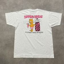 Bart Simpson Spring Break T-Shirt Mens XL Vintage Single Stitch Tee, White