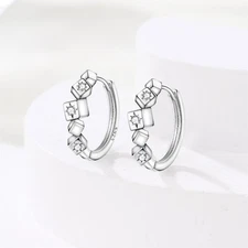 KUNSIR 925 Sterling Silver Starry Sky Huggie Hoop Earrings Women Jewelry Wedding