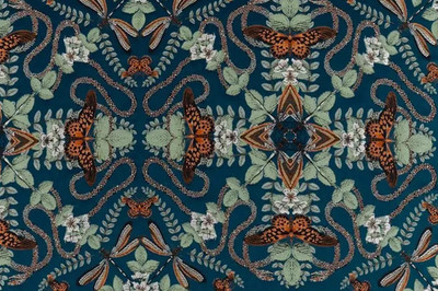 CLARKE AND CLARKE VORHANGSTOFF Smaragdwaldgewebe 1,1 MTR MIDNIGHT JACQUARD