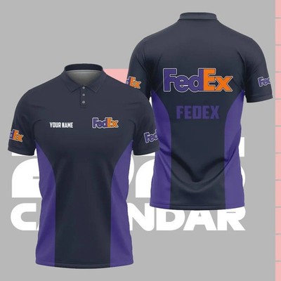 NEW Custom Name FedEx Logo 3D Polo Shirt Men's  Size S-5XL