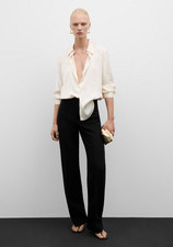 NWT MANGO MNG $90 BLACK MID RISE SEAMED STRAIGHT FIT PANTS SZ 40 US 8