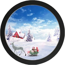 Round Photo Frame Wooden Wall Hanging Picture Frames for Home Office Wall Dec...