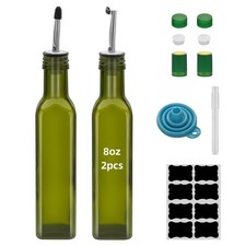 eispap 2Pcs Green 8 oz Olive Oil Dispenser Bottle,250 ml Glass and